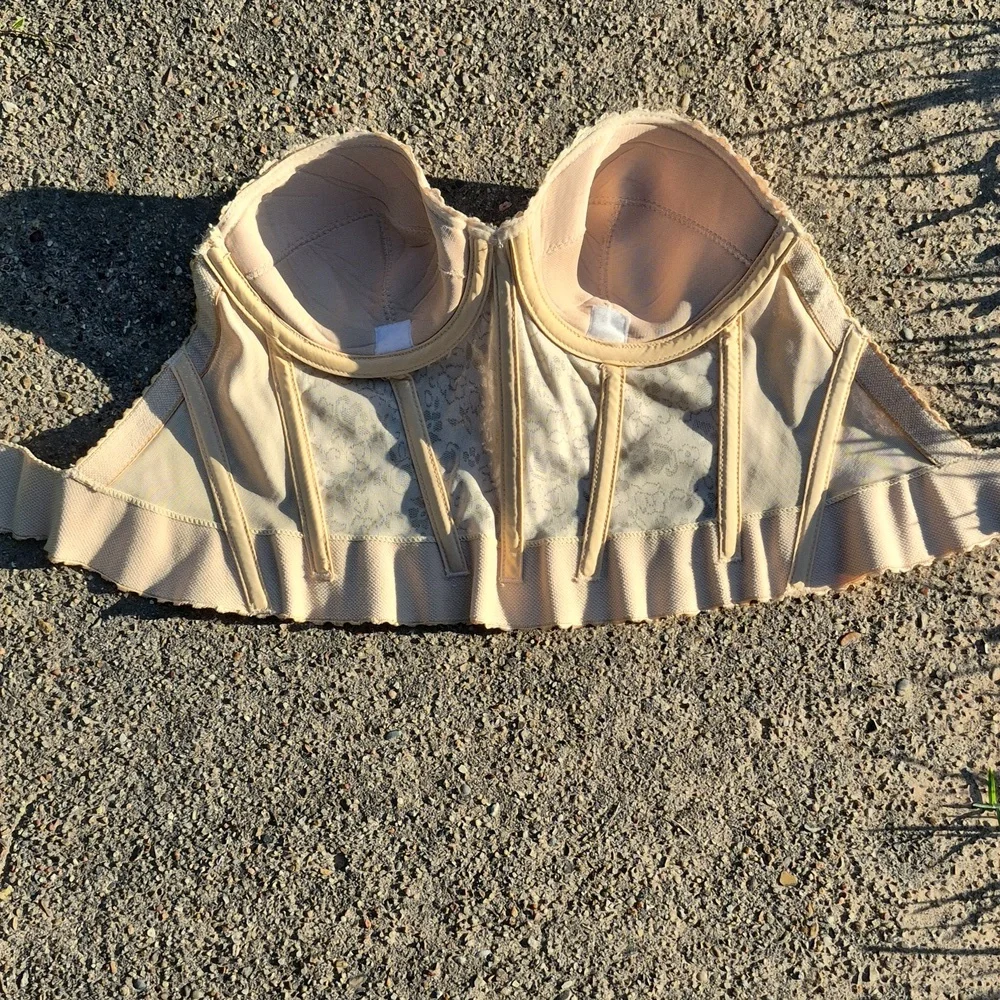 Vintage Beige/Tan Plastic Boned Corset Bustier 34B- Jezebel Renee of‎ Hollywood - Picture 4 of 9